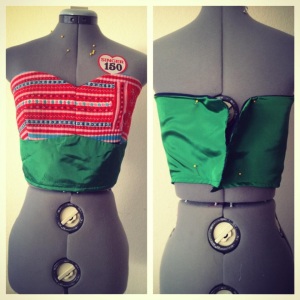 red green hmong sweetheart top